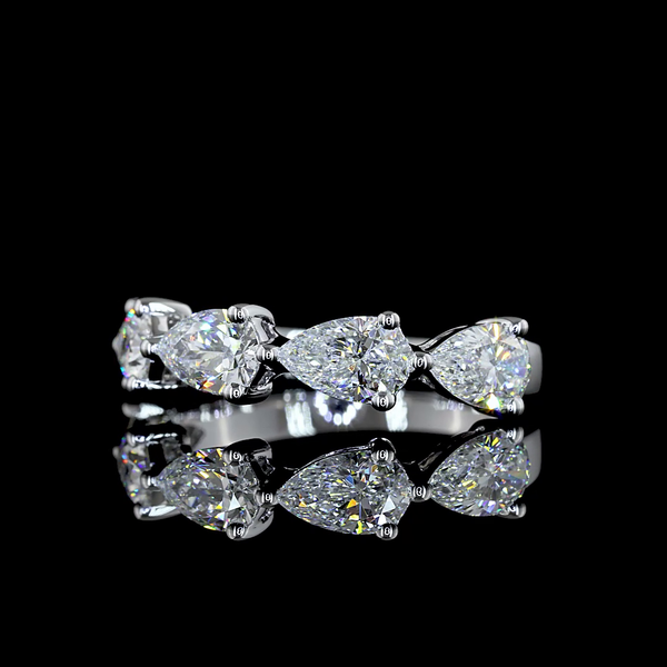 Lab-Grown 1.99 Carat Pear - Diamond 14K White Gold 5 Stones Eternity Band
