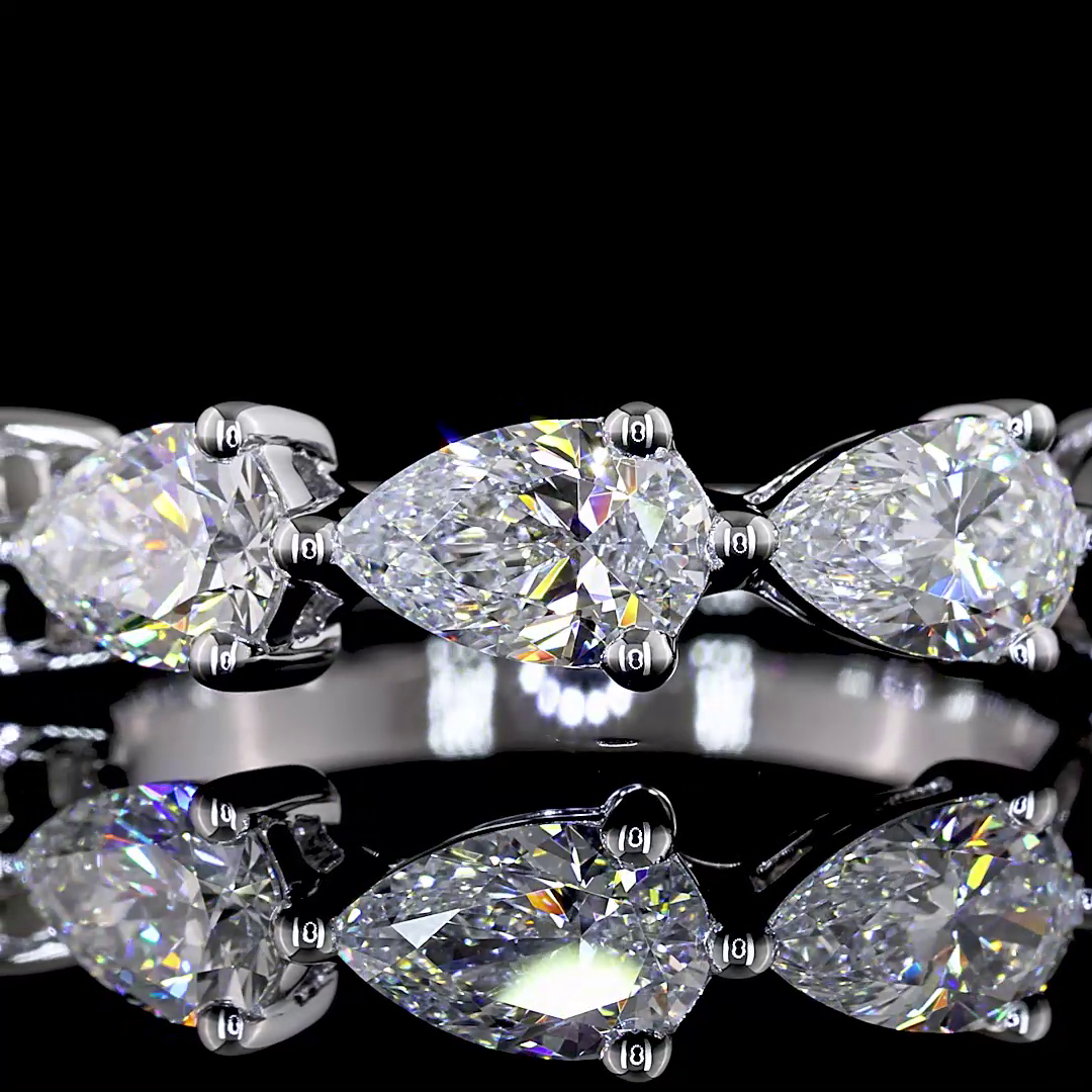 Lab-Grown 1.99 Carat Pear - Diamond 14K White Gold 5 Stones Eternity Band