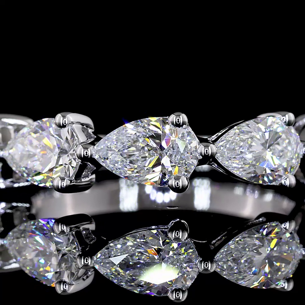 Lab-Grown 1.99 Carat Pear - Diamond 14K White Gold 5 Stones Eternity Band