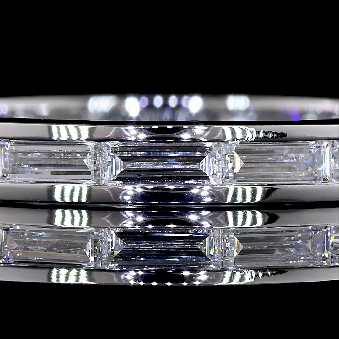 Lab-Grown 1.19 Carat Baguette - Diamond 14K White Gold Eternity Band Eternity Ba
