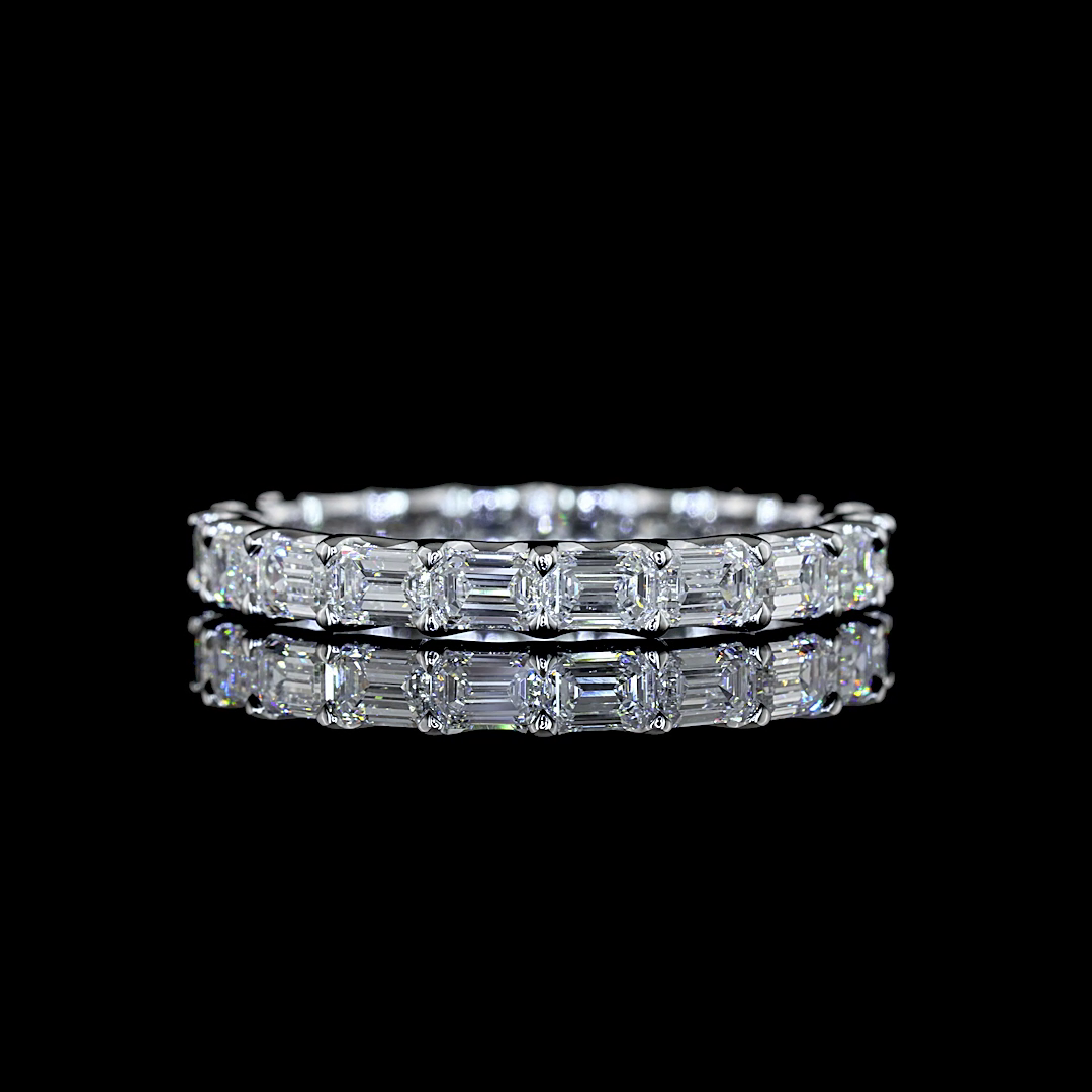 Lab-Grown 1.84 Carat Emerald - Diamond 14K White Gold Eternity Band Eternity Ban