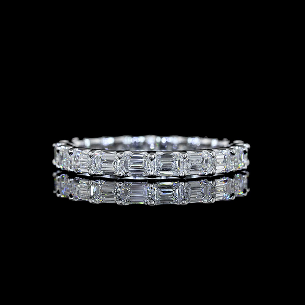 Lab-Grown 1.84 Carat Emerald - Diamond 14K White Gold Eternity Band Eternity Ban