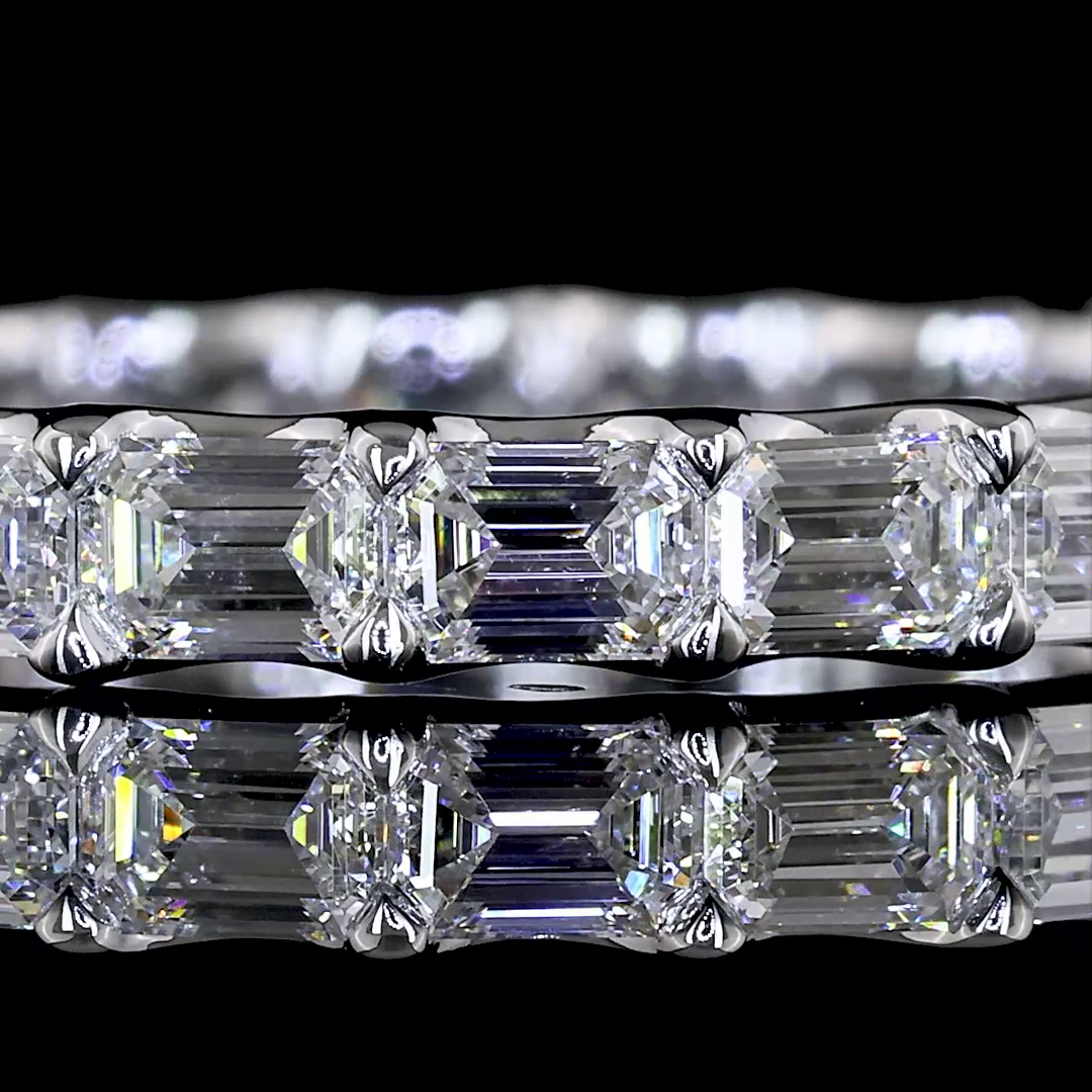 Lab-Grown 1.84 Carat Emerald - Diamond 14K White Gold Eternity Band Eternity Ban