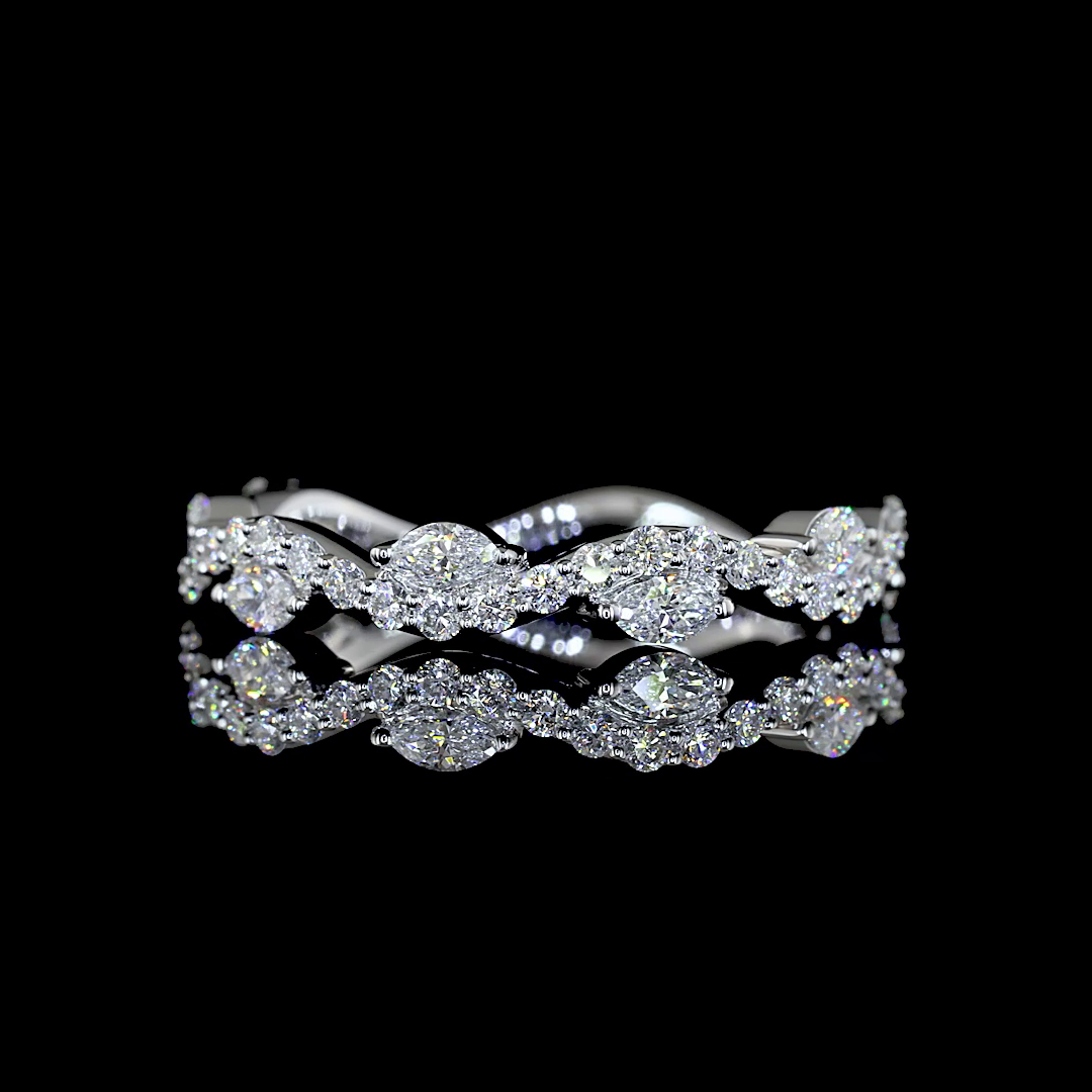 Lab-Grown 0.63 Carat Marquise E-VS1 Diamond 18K White Gold 3/4 Band Eternity Ban