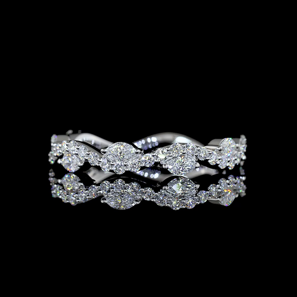 Lab-Grown 0.63 Carat Marquise E-VS1 Diamond 18K White Gold 3/4 Band Eternity Ban