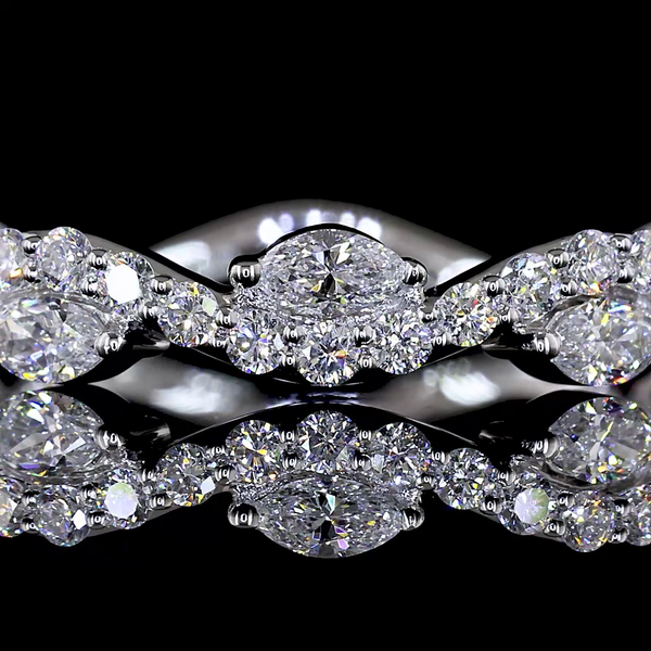 Lab-Grown 0.63 Carat Marquise E-VS1 Diamond 18K White Gold 3/4 Band Eternity Ban