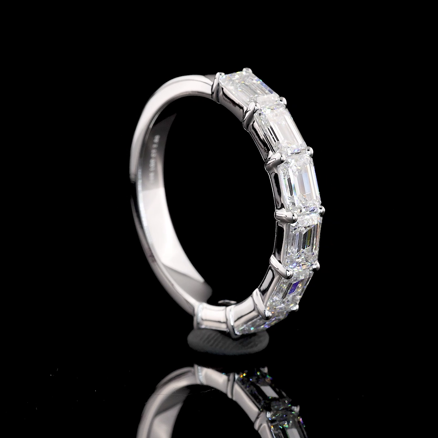 Lab-Grown 2 Carat Emerald F-VVS2 Diamond 14K White Gold Half Eternity Eternity Band