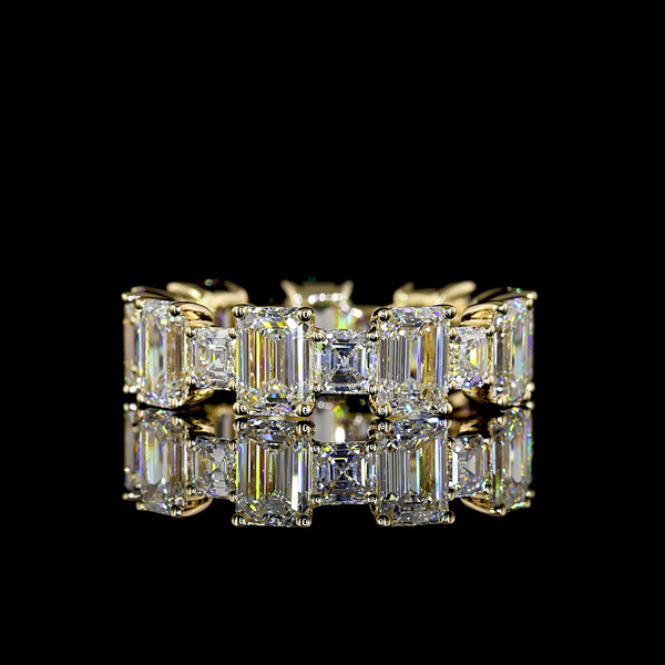Lab-Grown 7.12 Carat MIX F-VVS2 Diamond 14K Yellow Gold Eternity Band Eternity B