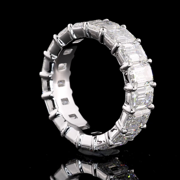 Lab-Grown 7.97 Carat Emerald E-VVS2 Diamond 14K White Gold Eternity Band Eternit