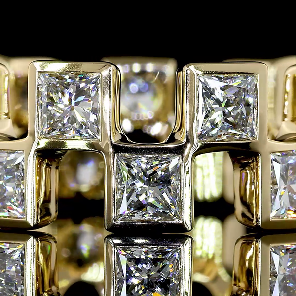 Lab-Grown 3.62 Carat Princess E-VS1 Diamond 14K Yellow Gold Eternity Band Eterni