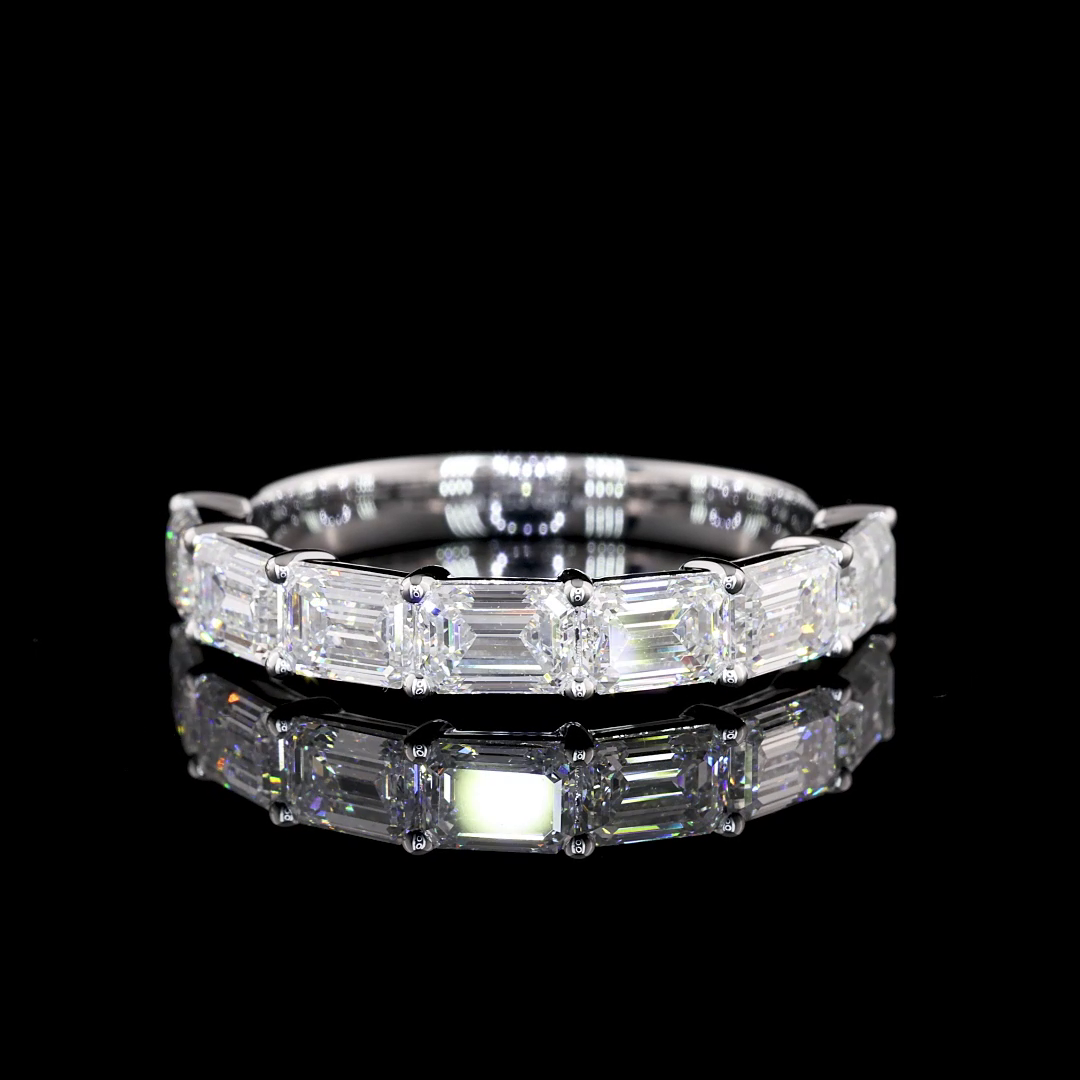Lab-Grown 4.05 Carat Emerald E-VS1 Diamond 14K White Gold Half Eternity Eternity
