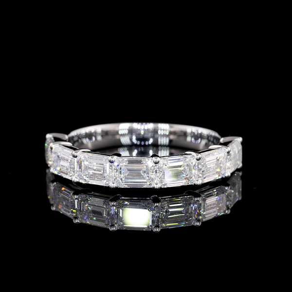 Lab-Grown 4.05 Carat Emerald E-VS1 Diamond 14K White Gold Half Eternity Eternity