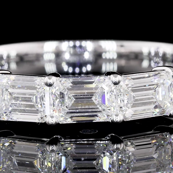 Lab-Grown 4.05 Carat Emerald E-VS1 Diamond 14K White Gold Half Eternity Eternity