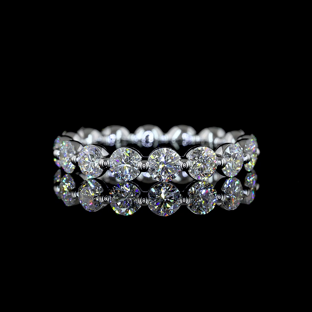Lab-Grown 2.47 Carat Round - Diamond 14K White Gold Eternity Band