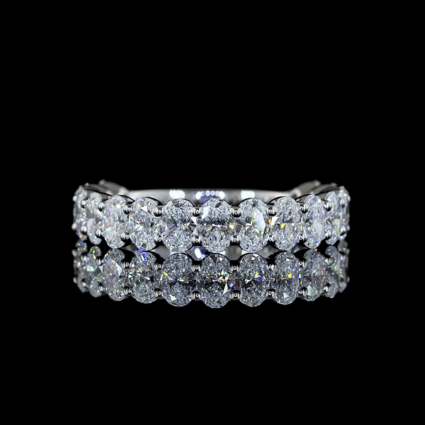 Lab-Grown 1.75 Carat Oval E-VS Diamond 18K White Gold 3/4 Band Eternity Band