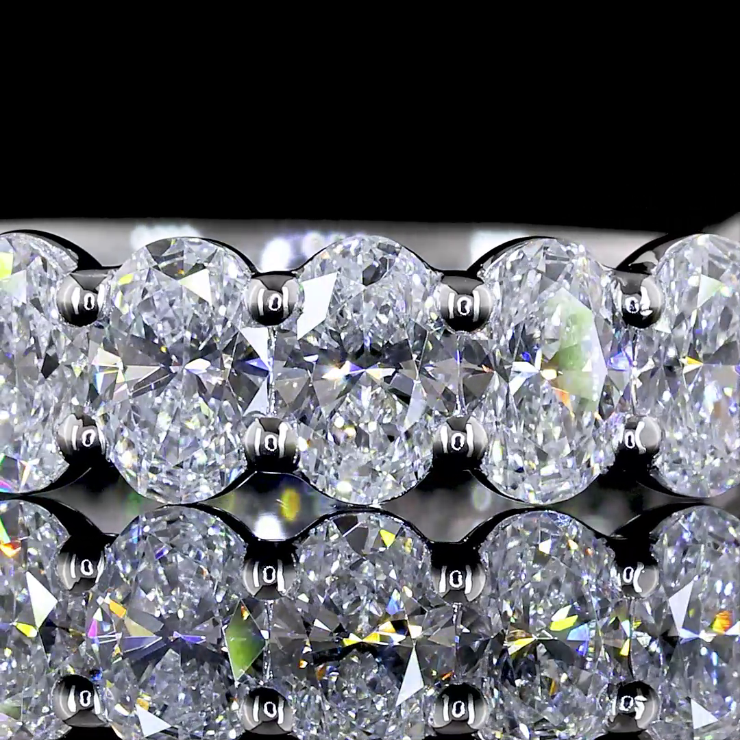 Lab-Grown 1.75 Carat Oval E-VS Diamond 18K White Gold 3/4 Band Eternity Band