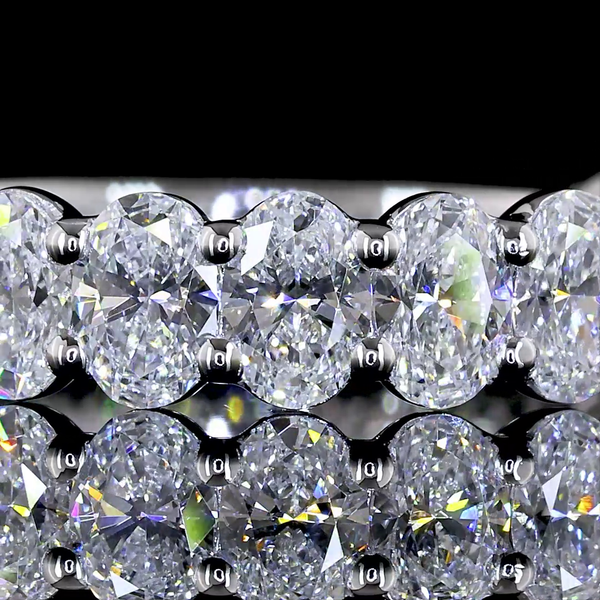 Lab-Grown 1.75 Carat Oval E-VS Diamond 18K White Gold 3/4 Band Eternity Band