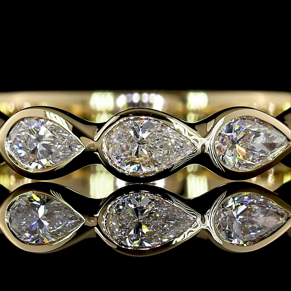 Lab-Grown 0.87 Carat Pear - Diamond 14K Yellow Gold 3/4 Band Eternity Band