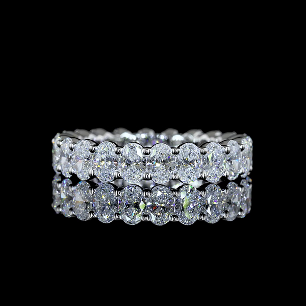 Lab-Grown 2.97 Carat Oval E-VS Diamond 18K White Gold Eternity Band Eternity Ban