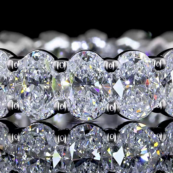 Lab-Grown 2.97 Carat Oval E-VS Diamond 18K White Gold Eternity Band Eternity Ban