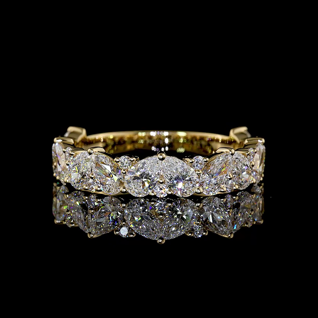 Lab-Grown 1.94 Carat MIX - Diamond 14K Yellow Gold 3/4 Band Eternity Band