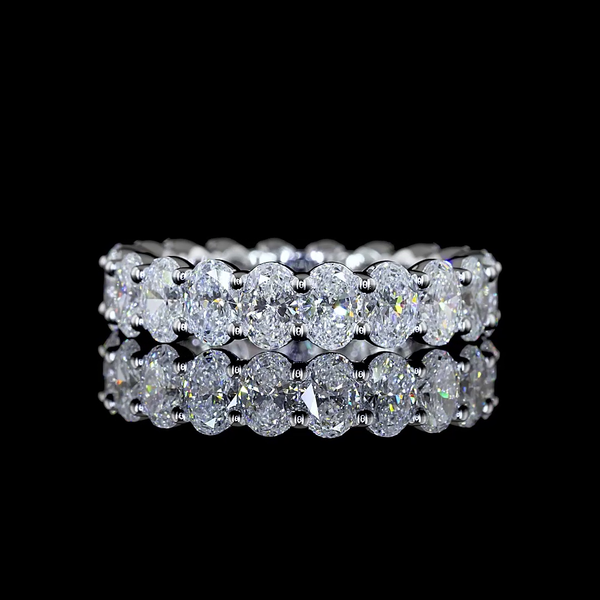 Lab-Grown 3.04 Carat Oval E-VS Diamond 18K White Gold Eternity Band Eternity Ban