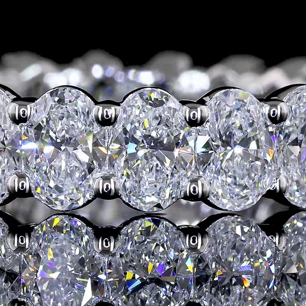 Lab-Grown 3.04 Carat Oval E-VS Diamond 18K White Gold Eternity Band Eternity Ban