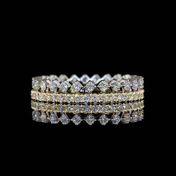 Lab-Grown 0.94 Carat Round E-VS2 Diamond 14K Two Tone Eternity Band Eternity Ban