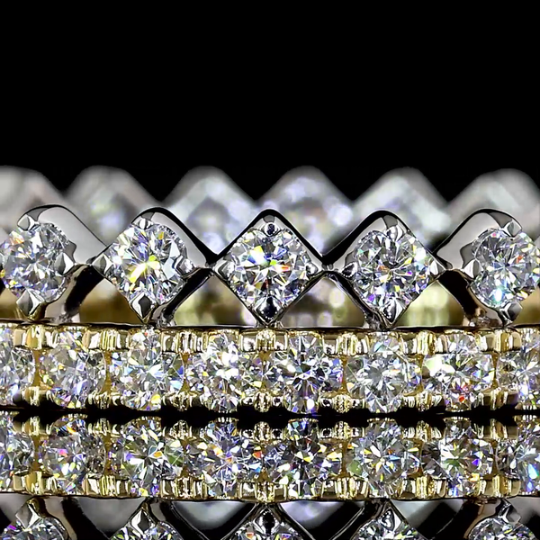 Lab-Grown 0.94 Carat Round E-VS2 Diamond 14K Two Tone Eternity Band Eternity Ban