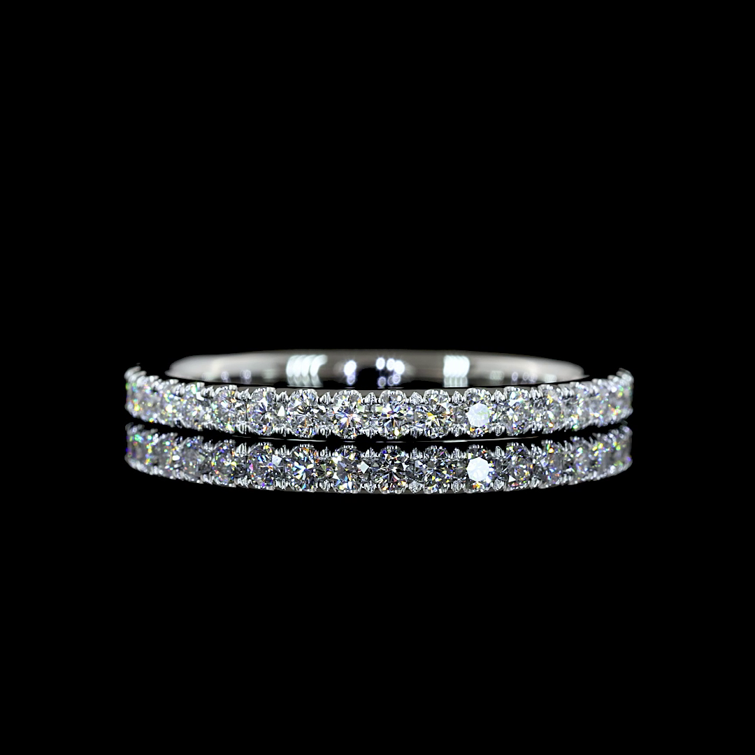 Lab-Grown 0.69 Carat Round E-VS Diamond Platinum 3/4 Band Eternity Band