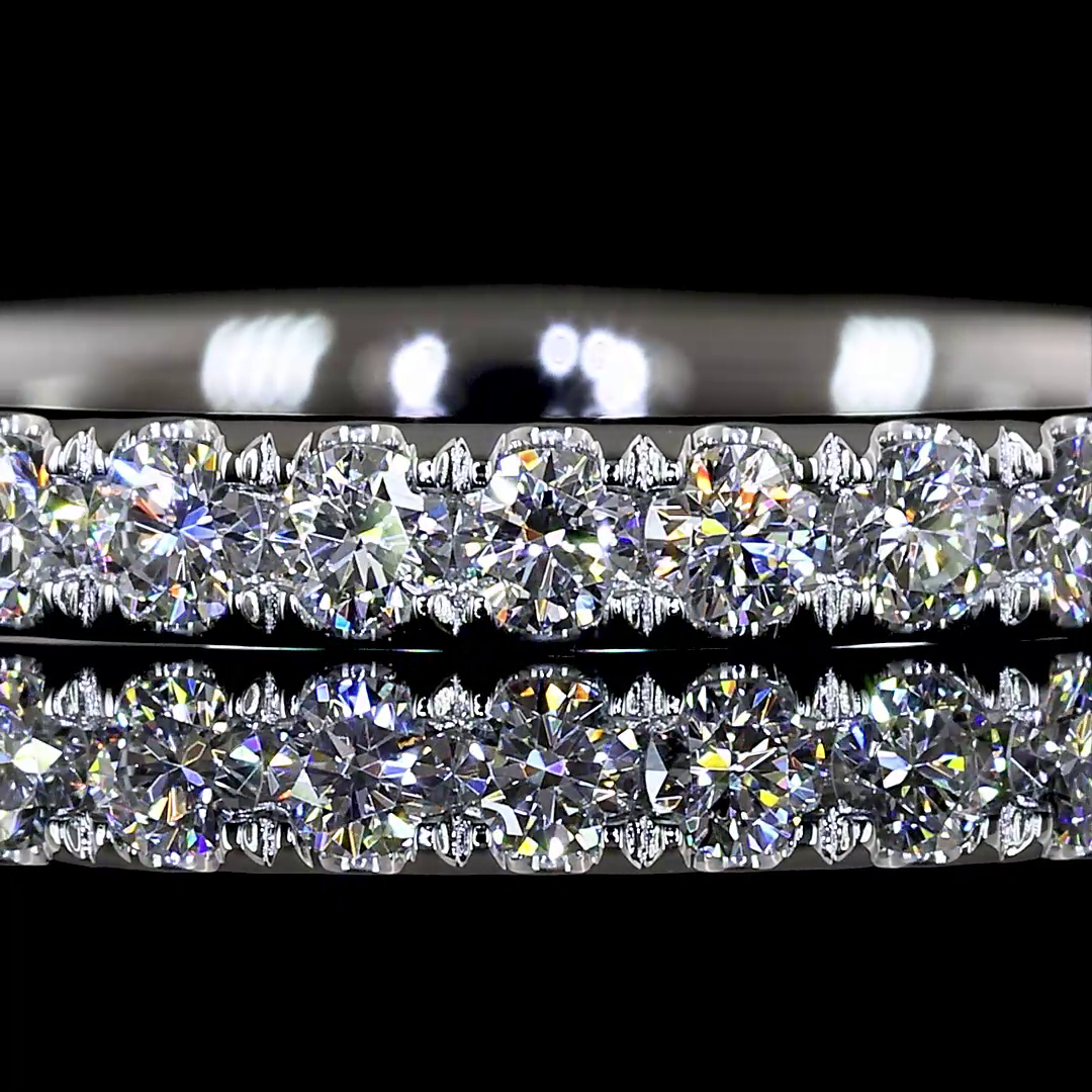 Lab-Grown 0.69 Carat Round E-VS Diamond Platinum 3/4 Band Eternity Band