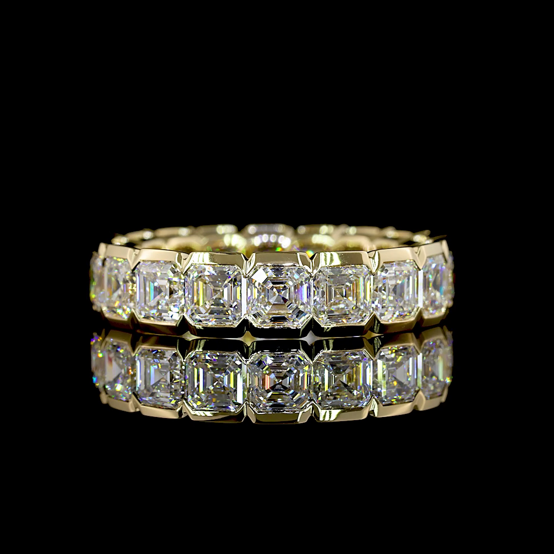 Lab-Grown 5.07 Carat Asscher E-VS1 Diamond 14K Yellow Gold Eternity Band Eternit