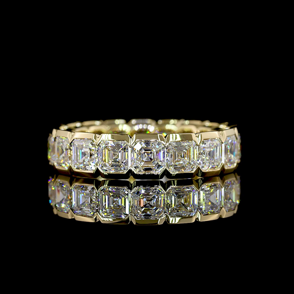 Lab-Grown 5.07 Carat Asscher E-VS1 Diamond 14K Yellow Gold Eternity Band Eternit