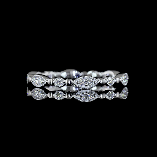 Lab-Grown 0.21 Carat Round E-VS1 Diamond 18K White Gold Eternity Band Eternity B