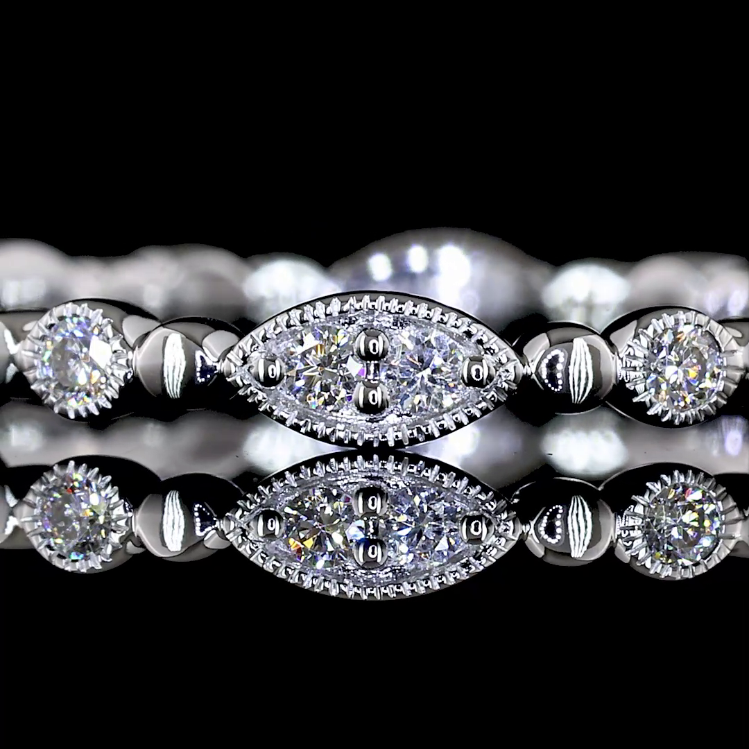 Lab-Grown 0.21 Carat Round E-VS1 Diamond 18K White Gold Eternity Band Eternity B