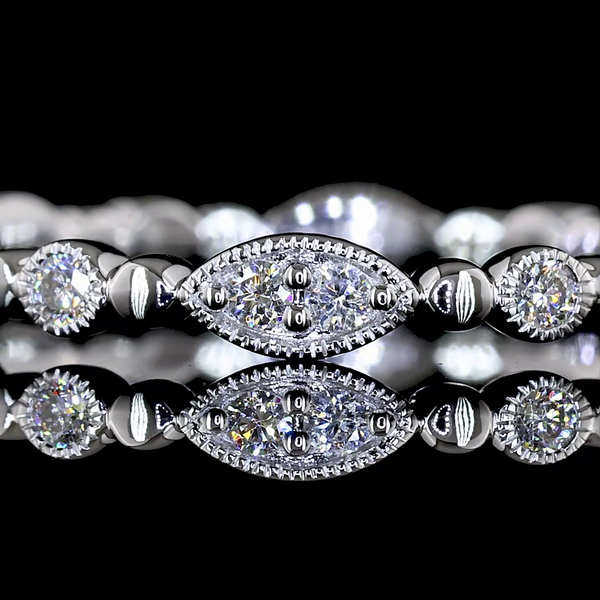 Lab-Grown 0.21 Carat Round E-VS1 Diamond 18K White Gold Eternity Band Eternity B