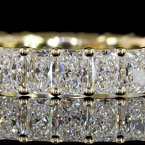 Lab-Grown 2.67 Carat Radiant E-VS Diamond 14K Yellow Gold Eternity Band Eternity