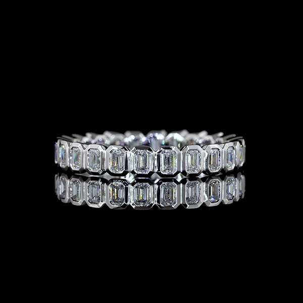 Lab-Grown 1 Carat Emerald E-VS Diamond 14K White Gold Eternity Band Eternity Ban