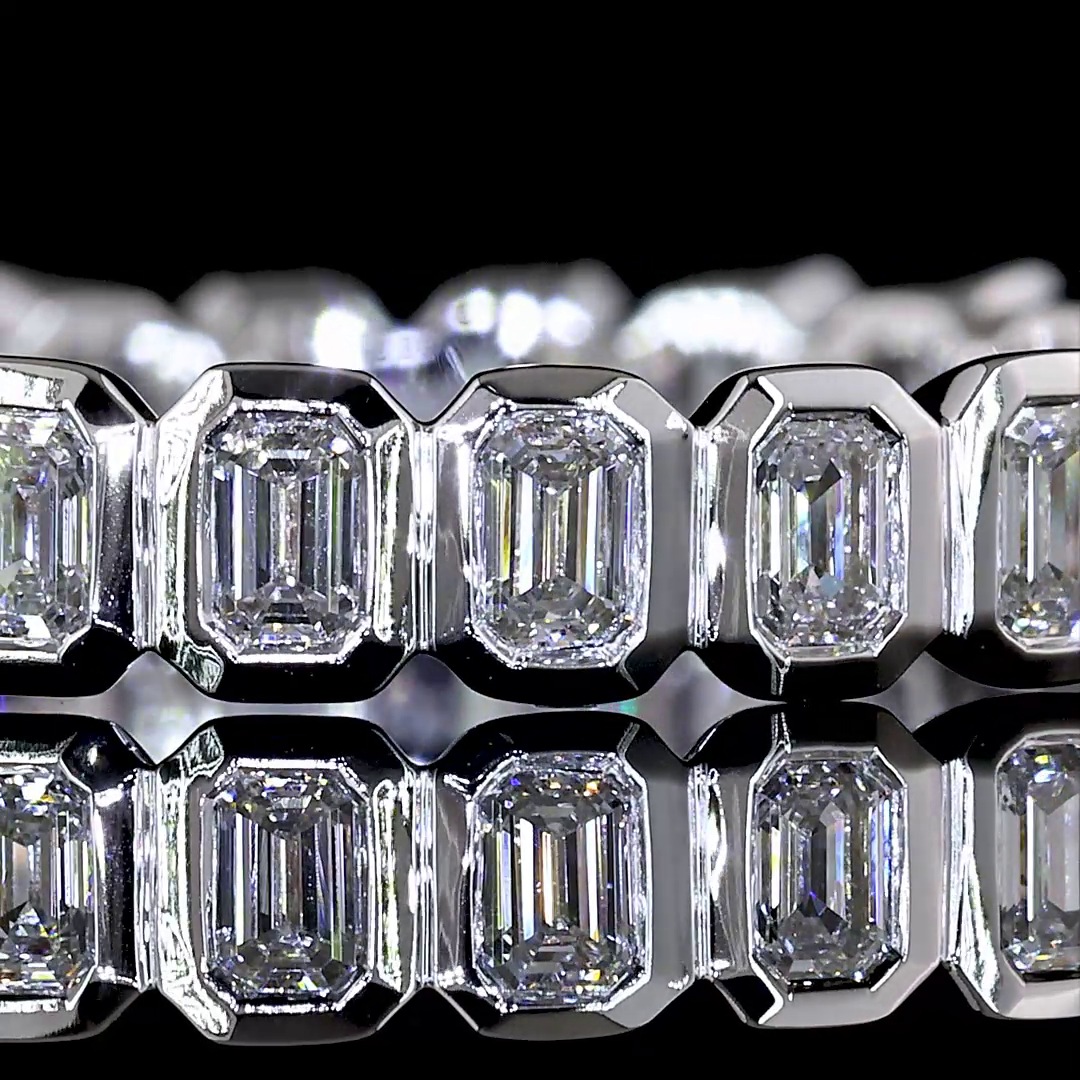 Lab-Grown 1 Carat Emerald E-VS Diamond 14K White Gold Eternity Band Eternity Ban