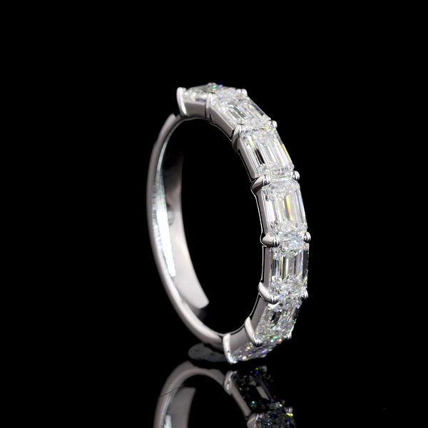 Lab-Grown 1.94 Carat Emerald F-VS1 Diamond 14K White Gold Half Eternity Eternity Band