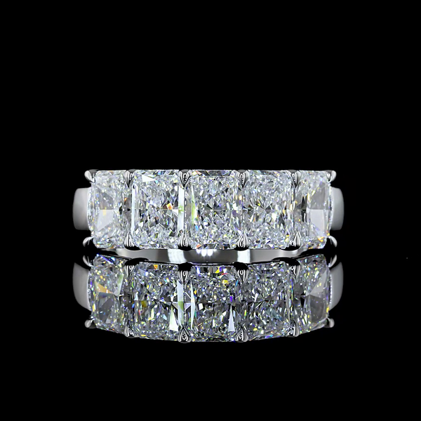 Lab-Grown 2.86 Carat Radiant E-VS Diamond 14K White Gold 5 Stones Eternity Band