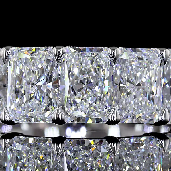 Lab-Grown 2.86 Carat Radiant E-VS Diamond 14K White Gold 5 Stones Eternity Band