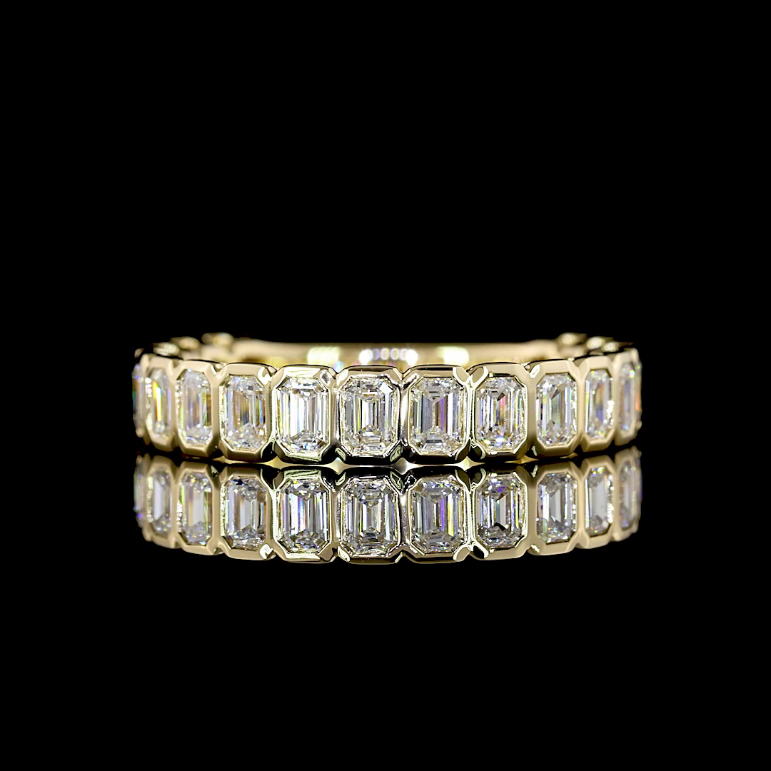 Lab-Grown 0.96 Carat Emerald E-F-VS Diamond 14K YG 3/4 Band Eternity Band