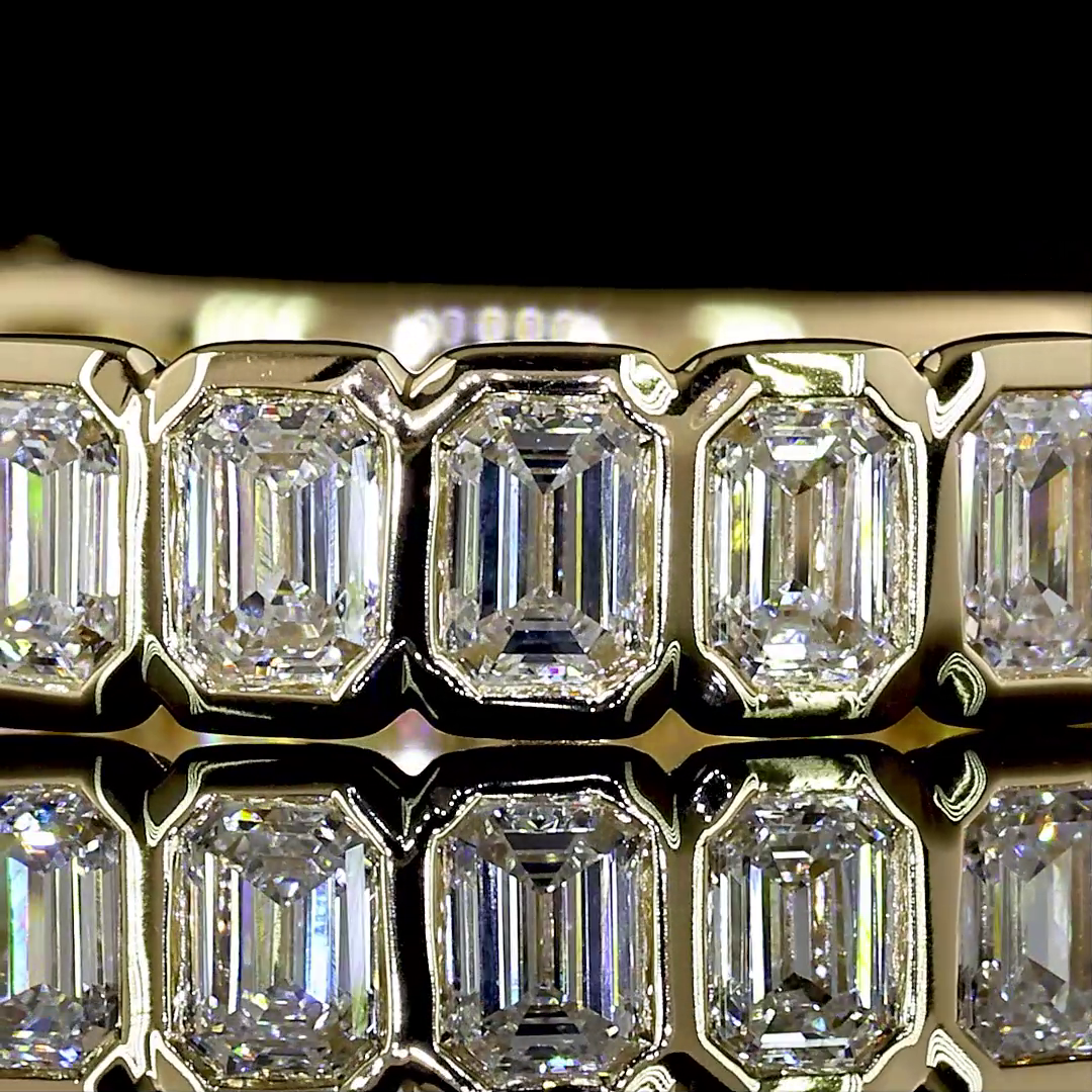 Lab-Grown 0.96 Carat Emerald E-F-VS Diamond 14K YG 3/4 Band Eternity Band