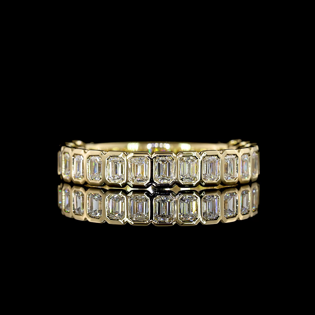 Lab-Grown 1.34 Carat Emerald E-F-VS Diamond 14K YG 3/4 Band Eternity Band