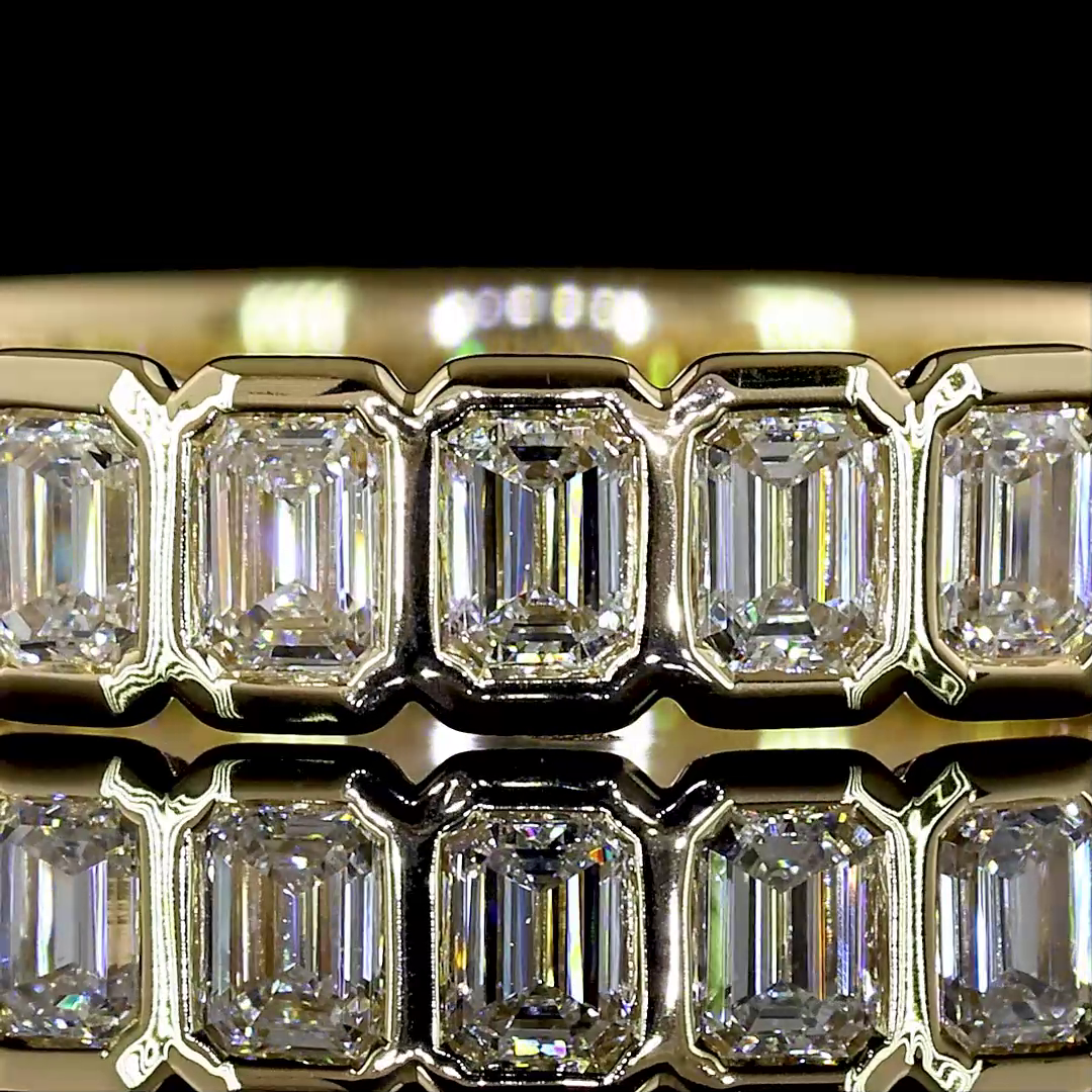 Lab-Grown 1.34 Carat Emerald E-F-VS Diamond 14K YG 3/4 Band Eternity Band