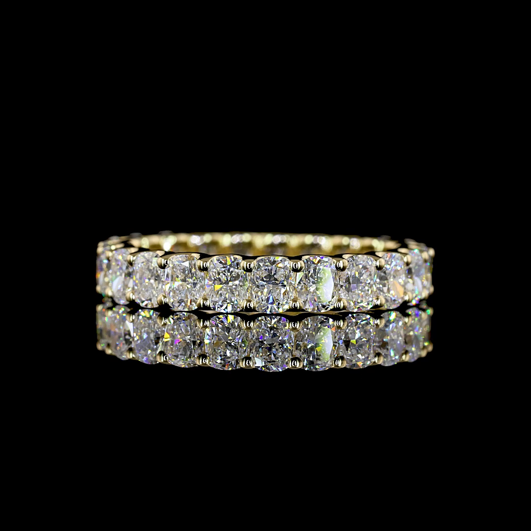 Lab-Grown 2.54 Carat Cushion Brilliant E-F-VS Diamond 14K YG Eternity Band