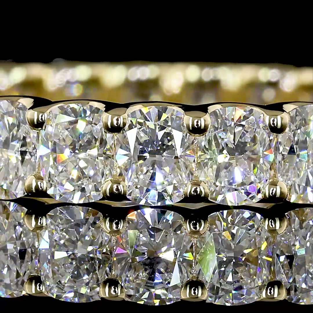 Lab-Grown 2.54 Carat Cushion Brilliant E-F-VS Diamond 14K YG Eternity Band