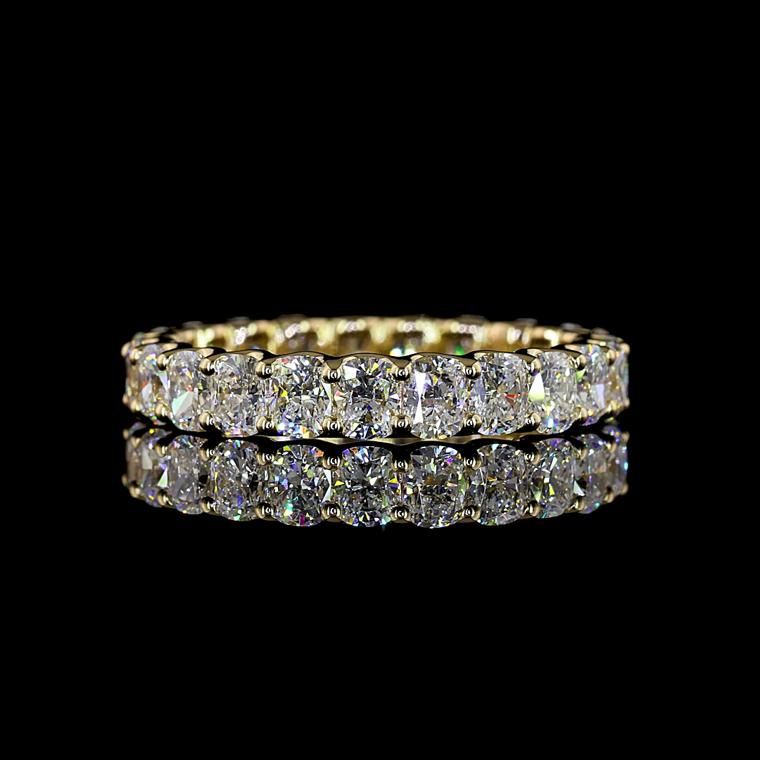 Lab-Grown 2.68 Carat Cushion Brilliant E-F-VS Diamond 14K YG Eternity Band