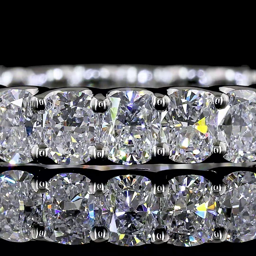 Lab-Grown 2.13 Carat Cushion Brilliant E-VS Diamond Platinum Eternity Band Etern